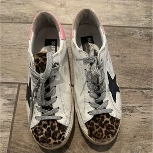 Golden Goose size 8, leopard “fur” detail. So cute.